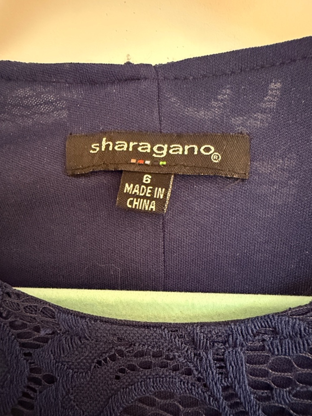 Sharagano Navy Blue Lace Midi Dress - Picture 2 of 6